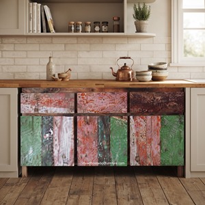 Mueble de Madera de Barco Reciclada Sostenible al por Mayor, con 3 Cajones y 3 Puertas, Estilo Antiguo, Hecho a Mano, para Sala de Estar o Cocina - Product Image 4