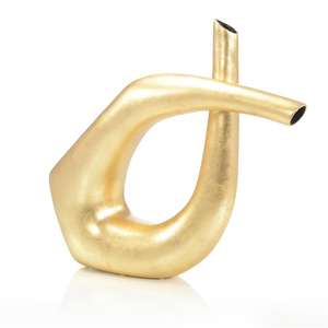 Florero asimétrico de oro metálico Macetas Decoración del hogar de primera calidad Acentos decorativos disponibles al mejor precio - Product Image 1