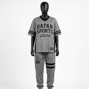 Premium 180 GSM Polyester <b>Mesh</b> Jersey <b>Pants</b> Set Grey Contrast Sleeve Stripe Knee Panel Custom Logo Women's Sets - Product Image 1