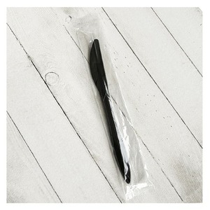 Boardwalk Mediumweight <b>Wrapped</b> Polypropylene <b>Plastic</b> Disposable Knife Cutlery Black-1000/Carton - Product Image 3