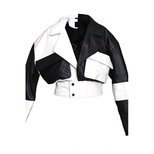 Veste en cuir de moto bicolore pour femmes de conception chaude OEM 2025 Veste en cuir de mode chauffante d'hiver de haute qualité à quantité minimale de commande bas 100% - Product Image 6