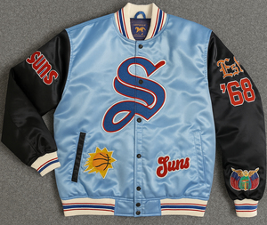 Chaquetas para hombre Chaqueta para hombre Phoenix Suns Inspirado Satén Varsity Bomber Jacket Baloncesto Equipo Estilo Retro Streetwear Prendas de abrigo - Product Image 1