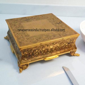 Durable Stylish Square Metal Marble Modern Antique Polished Sturdy Multi-Purpose Footstool <b>Small</b> <b>Table</b> Home Bedroom Living Room - Product Image 2