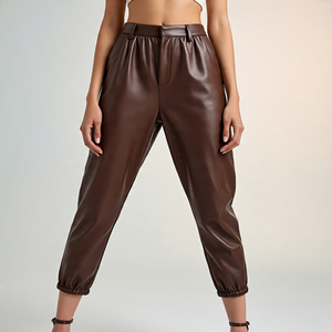 Pantalones de piel de oveja de pierna ancha a la moda de alta calidad para Mujer | 100% cuero genuino al aire libre señoras Streetwear pantalón Leggings - Product Image 2