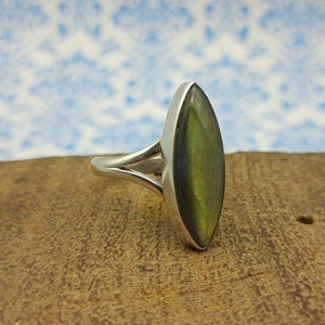 Anillo de labradorita con forma de marquesa de plata fina hecho a mano, banda dividida de alta calidad, joyería de boda, Perla de diamante de estilo bohemio para - Product Image 4