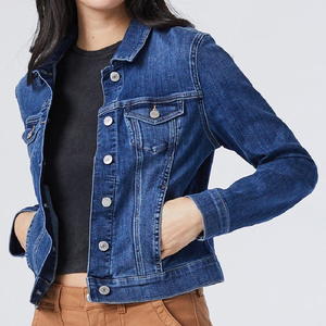 Veste en jean multicolore décontractée pour femmes Streetwear d'été à séchage rapide avec décoration de bouton étiquette personnalisée confortable - Product Image 1