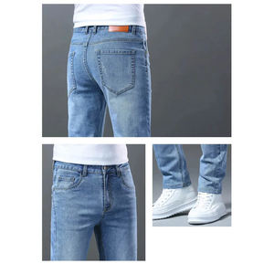 Jeans décontractés amples de qualité supérieure pour hommes, pantalons techniques lavés, boutons les plus demandés, nouveauté, respirants et solides - Product Image 2