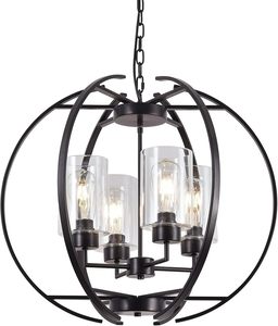 24 "Globe Noir Lustre Salle À Manger Luminaire Ferme Lustres En Verre Vintage Chambre Cuisine Îlot Pendentif - Product Image 1