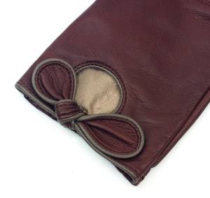 ผู้หญิงถุงมือหนังมีโบว์สำหรับผู้หญิงถุงมือหนังแฟชั่นทำจากผ้าไหม - Product Image 6