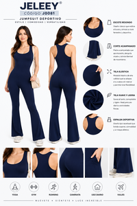 Traje Deportivo de Yoga con Cuello Redondo, Espalda Descubierta, Diseño que Deja Ver la Cintura, Sin Costuras, de Secado Rápido, Spandex/Nylon, Largo Completo, Color Sólido - Product Image 1