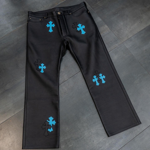 Pantalon en cuir pour hommes Streetwear Punk Hip Hop avec logo personnalisé OEM - Product Image 5