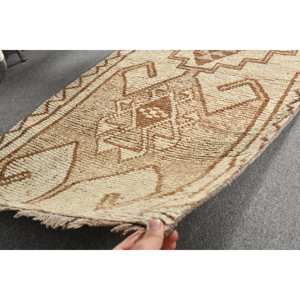 Alfombra turca Bohemia Vintage de 2,5x10 pies, Alfombra de habitación de látex de poliéster de lana de estilo clásico rectangular de retazos marrón beige - Product Image 5