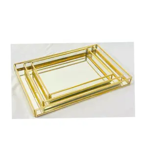 ถาดใส่ของทำจากแก้วทองเหลืองหรูหราทันสมัยปรับแต่งขนาด/สี/ดีไซน์สำหรับบ้านโรงแรมร้านอาหาร - Product Image 1