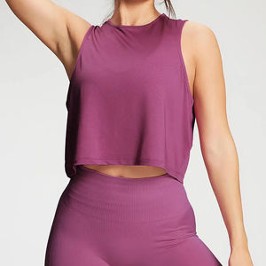 Débardeur d'été extensible à épaules dénudées pour femme, décontracté et sexy, avec logo personnalisé, respirant, coupe courte - Product Image 1