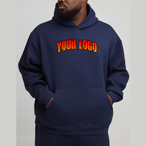 Wholesale 100% Cotton Men's Winter Fleece Oversized <b>Hoodies</b> Custom Embroidered Logo Streetwear Comfortable Hip Hop - Product Image 1