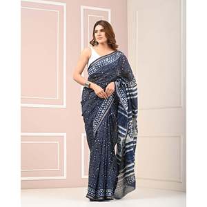 Sari de Georgette Chanderi con Blusa, Vestido Indio de Seda Pesada, Lehenga Banarasi Suave Estilo Bollywood con Salwar Kameez - Product Image 4