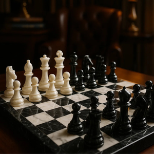 Sang trọng bằng đá cẩm thạch cờ vua thiết thủ công sang trọng 2024 virus quà tặng cho những người yêu thích cờ vua chiến lược Vượt Thời gian trò chơi + cảnh quan tuyệt đẹp trang trí nội thất - Product Image 2