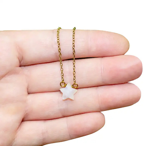 Dainty Rose Quartz 10mm Star Gemstone Wire <b>Wrapped</b> 925 Sterling Silver Chain Double Loop Gold Vermeil Necklace Wholesale - Product Image 3