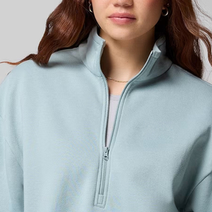 Conception de logo personnalisée, col zippé, service OEM, épaules tombantes, design de haute qualité pour femmes, manches longues, vêtements décontractés - Product Image 2