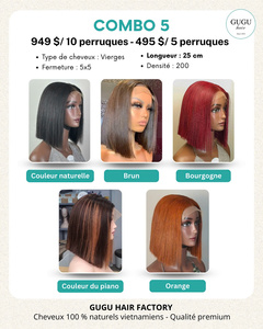 Perruque Bob sans colle pour femmes noires 10 pouces cheveux vierges vietnamiens bruts couleur naturelle lisses doux et soyeux. - Product Image 5