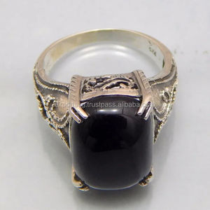 แหวนเงินพลอยโอนิกซ์สีดำสำหรับผู้หญิงแหวนแต่งงานแหวน925 925เงินสเตอร์ลิงสีดำสุดเจ๋ง - Product Image 1