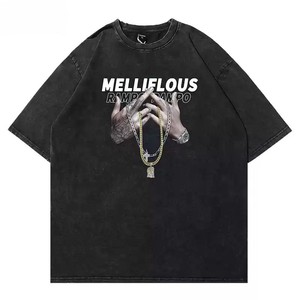 Venta al por mayor 100 algodón lavado ácido camiseta de gran tamaño 250Gsm peso pesado camiseta para hombres personalizado en blanco Vintage camiseta - Product Image 3