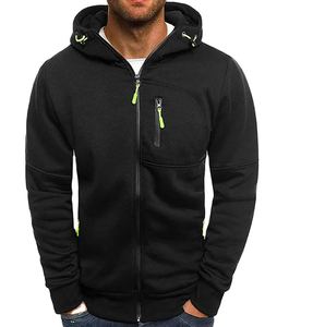 Sweat-shirts à fermeture éclair personnalisés pour hommes, en coton/polyester épais, coupe-vent/imperméable, respirant, uni, avec logo imprimé - Product Image 1