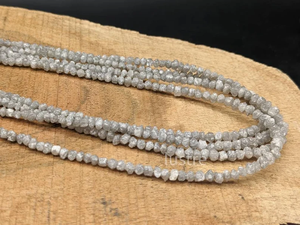 Blanc gris rond en vrac diamant perles de pierre brute fabrication de bijoux naturel non coupé non traité tiers certifié en gros - Product Image 2