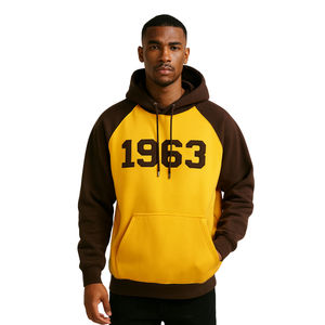 Custom Gold Body <b>Brown</b> Raglan Sleeves Pullover Hoodie 100% Cotton Soft Comfortable Fit for Streetwear and Casual Outfits hoodies - Product Image 1