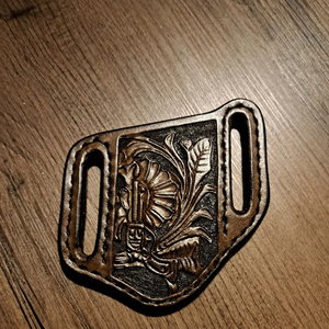 Funda de cuchillo de bolsillo de cuero Premium hecha a mano, producto de caza portátil moderno de alta calidad, eje de carbono plegable para animales - Product Image 4