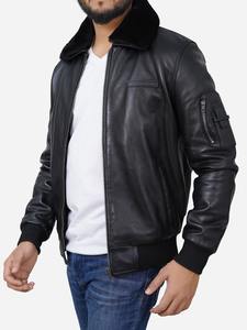 Blouson aviateur en toile en cuir de vache véritable sur mesure pour hommes avec motif de lettres vêtements d'hiver d'automne respirants - Product Image 4