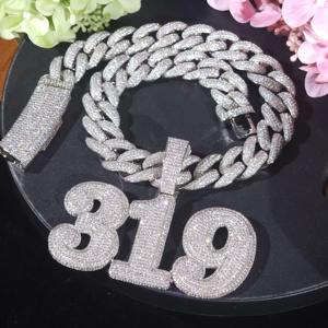 New Arrival VVS Moissanite Diamond <b>Gold</b> Plated 925 Silver Iced Out Hip Hop Big <b>Number</b> Pendant Necklace For Rappers Fashion - Product Image 4