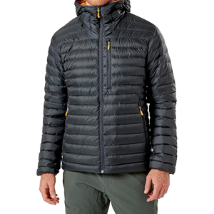 Veste d'hiver en toile à fermeture éclair pour hommes, col montant solide Microlight, doudoune à capuche pour la randonnée et le ski - Product Image 1