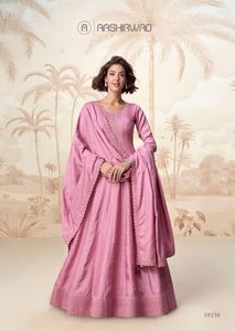 Silk <b>Designer</b> Gown With Dupatta Collection Full <b>Catalog</b> available at wholesale rate, Premium silk gown collection. - Product Image 5