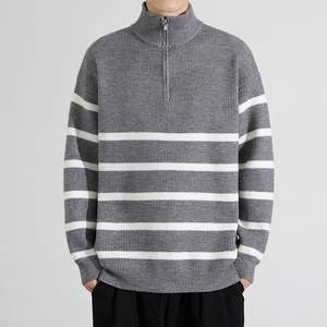 Suéter Retro de Punto para Hombre, Cuello Camisero con Media Cremallera, Estampado Informal, Transpirable, con Logotipo Frontal, para Otoño e Invierno - Product Image 3