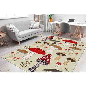 Tapis imprimé champignons rouges : Tapis épais en chenille, antidérapant, pour décoration moderne, tapis en velours - Product Image 3