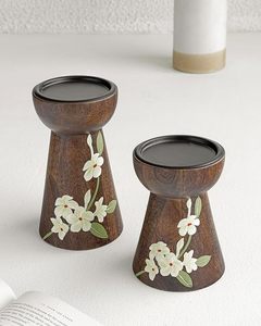 Bougeoirs en bois en gros pour mariages et festivals, décoration élégante pour fêtes avec pots à bougies - Product Image 4