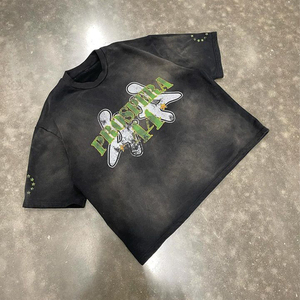 เสื้อยืดโอเวอร์ไซส์วินเทจสำหรับผู้ชายผ้าคอตตอน100% โอเวอร์ไซส์สไตล์สตรีทแวร์ผ้าเฮฟวีเวตผ้าครอป - Product Image 6