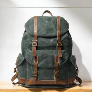 Leather Canvas <b>Backpack</b> Retro Outdoor Travel Hiking School Laptop <b>Backpack</b> Lightweight Breathable Large Capacity Eco-Friendly - Product Image 1