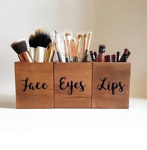 Organisateur porte-pinceau de maquillage en bois naturel Offre Spéciale récipient de stockage de tasse de brosse cosmétique écologique pour les yeux pinceaux pour le visage - Product Image 2