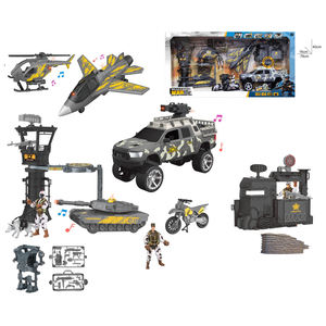 Base militaire combattant avion armée hommes figurines cadeau pour enfants tour de guet moto voiture hélicoptère réservoir jouets enfants jeu - Product Image 1