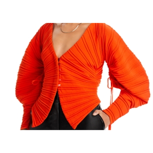 Cardigan Lungo in Maglia Cult Gaia Blair Arancione in Acrilico con Cappuccio e Design Stampato per Autunno e Inverno Taglia L - Product Image 2