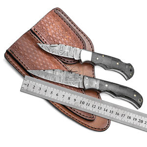 Customizable Single <b>Blade</b> Damascus Steel Knife Set Micarta Handle Premium Leather Sheath Bevel Edge Clip Point 3-Year - Product Image 6