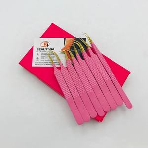 Agarre de diamante de oro rosa Agarre fuerte Pinzas de extensión de pestañas de acero sostenible Pinzas de pestañas profesionales Puntas de volumen puntiagudas - Product Image 4