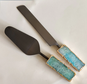 Ensemble de 2 couteaux et serveurs en laiton au design simple, vaisselle polie brillante, serveur et trancheur à gâteau à prix raisonnable - Product Image 2