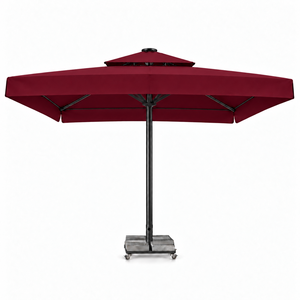 Sombrilla Dorada 550*550/8 Magnum Telescópica Cuadrada con Poste de Aluminio, Tela Acrílica, Base de Mármol, Comercial, para Exteriores, Hotel, Patio - Product Image 1