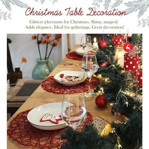 Set de table rond en papier tressé rouge, design moderne, fait main, naturel, antidérapant, résistant à la chaleur, pour intérieur et extérieur - Product Image 4