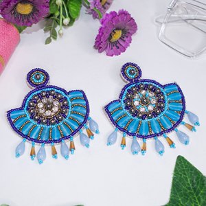 Boucles d'oreilles brodées de fleurs multicolores de qualité supérieure, bijoux de fête pour femmes au meilleur prix, boucles d'oreilles à perles - Product Image 5