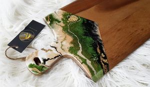 เขียงไม้สักทำจากเรซินอีพ็อกซี่ทำด้วยมือสำหรับเสิร์ฟอาหารในสวน - Product Image 2