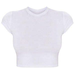 Camiseta corta transpirable con logotipo personalizado para mujer, camiseta ligera informal en blanco para mujer, camiseta recortada de punto de verano - Product Image 2